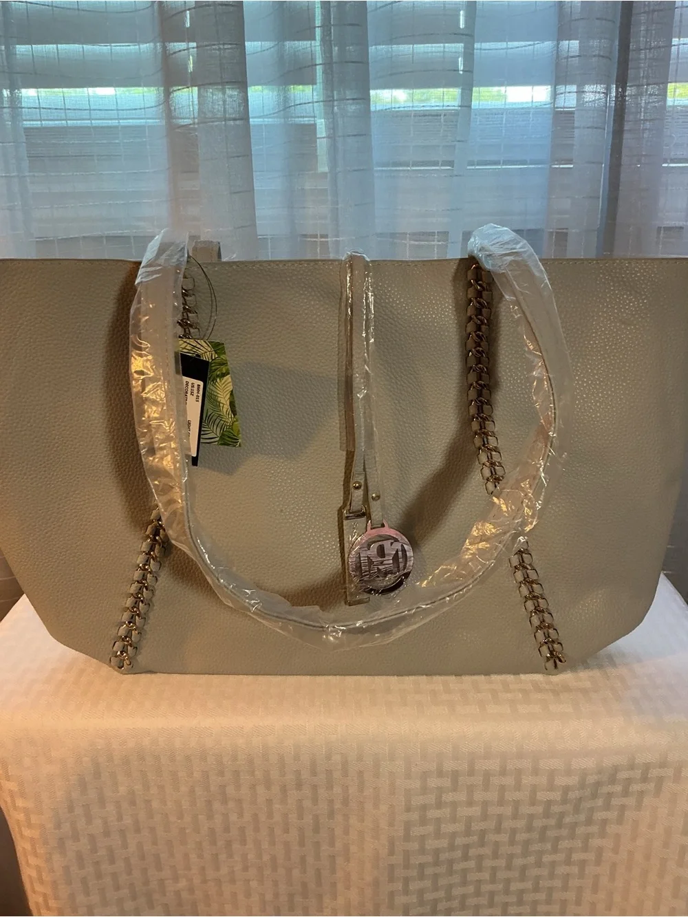 Badgley Mischka Light Gray Vegan Leather Tote Bag